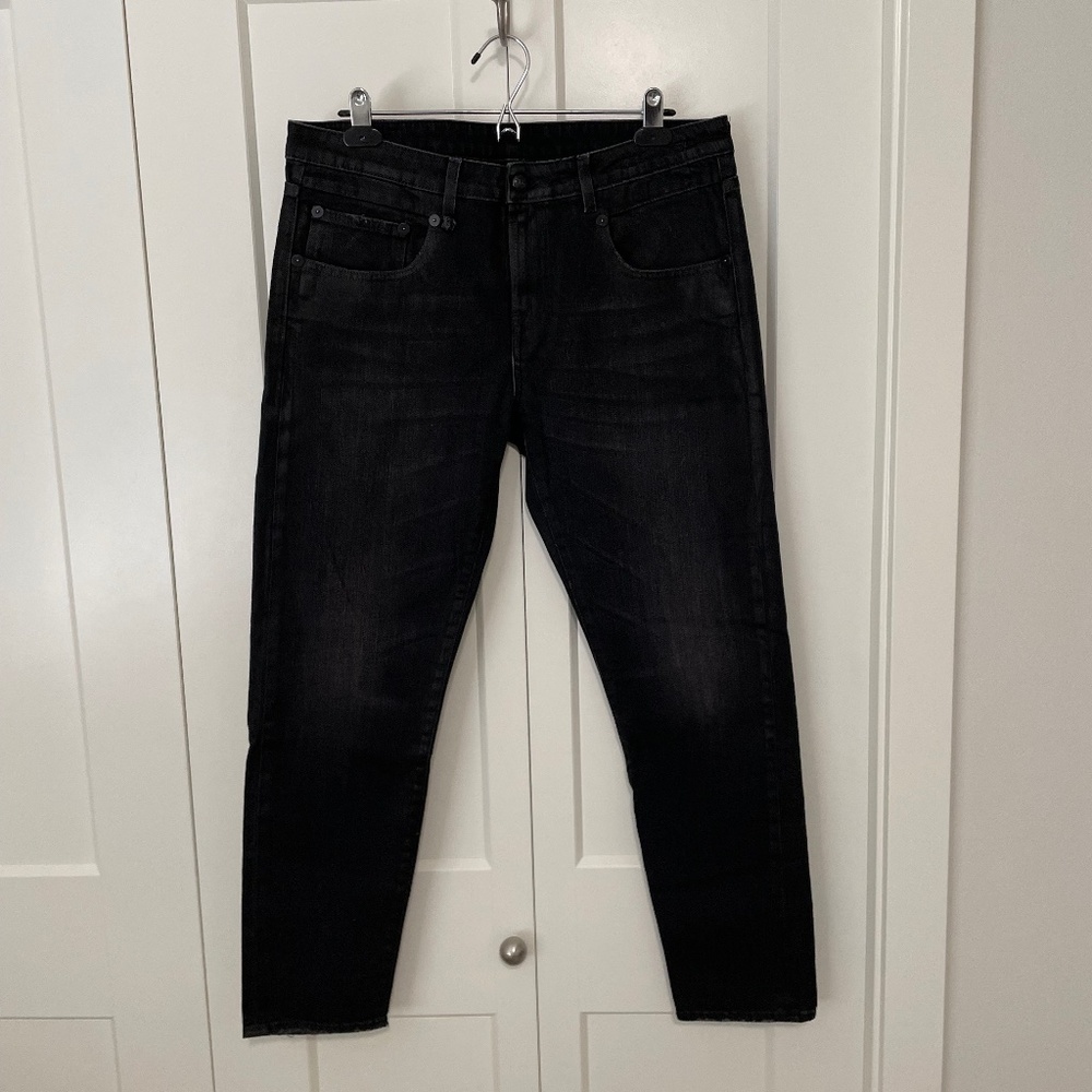 R13 Boy Skinny Jeans Sz 31 Dark Gray Mid-Rise Made in Italy Japanese Denim EUC
